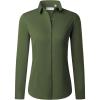 imagesiliteelon Button Down Shirts for Women Long Sleeve Dress Shirts Wrinkle Free Collared Work Office Solid Blouses TopsOlive Green