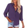 imagesiliteelon Button Down Shirts for Women Wrinkle Free Long Sleeve Shirts Dress Shirts Work Office Blouse Tops with PocketPurple