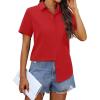 imagesiliteelon Chiffon Button Down Shirts for Women Short Sleeve Dress Shirts for Women Casual Button Up Shirt Tops BlousesRed