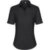 imagesiliteelon Short Sleeve Button Dress Shirts for Women Cotton Button Down Shirts for Women Slim Fit Blouse Top 34 SleeveBlack
