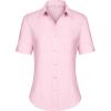imagesiliteelon Short Sleeve Button Dress Shirts for Women Cotton Button Down Shirts for Women Slim Fit Blouse Top 34 SleeveLight Pink