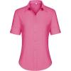 imagesiliteelon Short Sleeve Button Dress Shirts for Women Cotton Button Down Shirts for Women Slim Fit Blouse Top 34 SleevePowder Pink