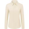 imagesiliteelon Womens Button Down Shirts Dress Shirts Long Sleeve Cotton Work Office Shirt Wrinkle Free Regular Fit Blouse TopBeige
