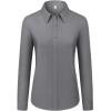 imagesiliteelon Womens Button Down Shirts Dress Shirts Long Sleeve Cotton Work Office Shirt Wrinkle Free Regular Fit Blouse TopDark Gray