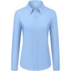 imagesiliteelon Womens Button Down Shirts Dress Shirts Long Sleeve Cotton Work Office Shirt Wrinkle Free Regular Fit Blouse TopLight Blue