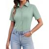 imagesiliteelon Womens Button Down Shirts Slim fit Short Sleeve Stretch Dress Shirts WrinkleFree Solid Work BlouseLight Green