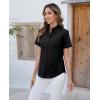 imagesiliteelon Button Down Shirts Women Oxford Shirts Short Sleeve Cotton Wrinkle Free Dress Shirts Work Office BlouseBlack
