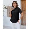 imagesiliteelon Button Down Shirts Women Oxford Shirts Short Sleeve Cotton Wrinkle Free Dress Shirts Work Office BlouseBlack