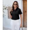 imagesiliteelon Button Down Shirts Women Oxford Shirts Short Sleeve Cotton Wrinkle Free Dress Shirts Work Office BlouseBlack