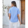 imagesiliteelon Button Down Shirts Women Oxford Shirts Short Sleeve Cotton Wrinkle Free Dress Shirts Work Office BlouseBlue