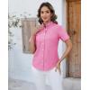 imagesiliteelon Button Down Shirts Women Oxford Shirts Short Sleeve Cotton Wrinkle Free Dress Shirts Work Office BlouseDusty Pink