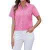 imagesiliteelon Button Down Shirts Women Oxford Shirts Short Sleeve Cotton Wrinkle Free Dress Shirts Work Office BlouseDusty Pink