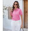imagesiliteelon Button Down Shirts Women Oxford Shirts Short Sleeve Cotton Wrinkle Free Dress Shirts Work Office BlouseDusty Pink
