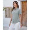 imagesiliteelon Button Down Shirts Women Oxford Shirts Short Sleeve Cotton Wrinkle Free Dress Shirts Work Office BlouseGray
