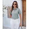 imagesiliteelon Button Down Shirts Women Oxford Shirts Short Sleeve Cotton Wrinkle Free Dress Shirts Work Office BlouseGray