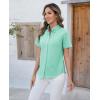 imagesiliteelon Button Down Shirts Women Oxford Shirts Short Sleeve Cotton Wrinkle Free Dress Shirts Work Office BlouseGreen