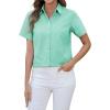 imagesiliteelon Button Down Shirts Women Oxford Shirts Short Sleeve Cotton Wrinkle Free Dress Shirts Work Office BlouseGreen