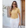 imagesiliteelon Button Down Shirts Women Oxford Shirts Short Sleeve Cotton Wrinkle Free Dress Shirts Work Office BlouseKhaki