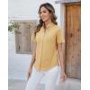 imagesiliteelon Button Down Shirts Women Oxford Shirts Short Sleeve Cotton Wrinkle Free Dress Shirts Work Office BlouseKhaki