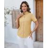 imagesiliteelon Button Down Shirts Women Oxford Shirts Short Sleeve Cotton Wrinkle Free Dress Shirts Work Office BlouseKhaki