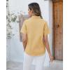 imagesiliteelon Button Down Shirts Women Oxford Shirts Short Sleeve Cotton Wrinkle Free Dress Shirts Work Office BlouseKhaki