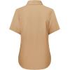 imagesiliteelon Button Down Shirts Women Oxford Shirts Short Sleeve Cotton Wrinkle Free Dress Shirts Work Office BlouseKhaki