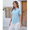 imagesiliteelon Button Down Shirts Women Oxford Shirts Short Sleeve Cotton Wrinkle Free Dress Shirts Work Office BlouseLight Blue