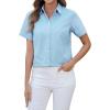 imagesiliteelon Button Down Shirts Women Oxford Shirts Short Sleeve Cotton Wrinkle Free Dress Shirts Work Office BlouseLight Blue