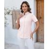imagesiliteelon Button Down Shirts Women Oxford Shirts Short Sleeve Cotton Wrinkle Free Dress Shirts Work Office BlouseLight Pink