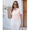imagesiliteelon Button Down Shirts Women Oxford Shirts Short Sleeve Cotton Wrinkle Free Dress Shirts Work Office BlouseLight Pink