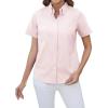 imagesiliteelon Button Down Shirts Women Oxford Shirts Short Sleeve Cotton Wrinkle Free Dress Shirts Work Office BlouseLight Pink