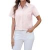 imagesiliteelon Button Down Shirts Women Oxford Shirts Short Sleeve Cotton Wrinkle Free Dress Shirts Work Office BlouseLight Pink