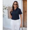 imagesiliteelon Button Down Shirts Women Oxford Shirts Short Sleeve Cotton Wrinkle Free Dress Shirts Work Office BlouseNavy Blue