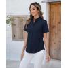 imagesiliteelon Button Down Shirts Women Oxford Shirts Short Sleeve Cotton Wrinkle Free Dress Shirts Work Office BlouseNavy Blue