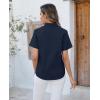 imagesiliteelon Button Down Shirts Women Oxford Shirts Short Sleeve Cotton Wrinkle Free Dress Shirts Work Office BlouseNavy Blue