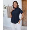 imagesiliteelon Button Down Shirts Women Oxford Shirts Short Sleeve Cotton Wrinkle Free Dress Shirts Work Office BlouseNavy Blue