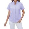 imagesiliteelon Button Down Shirts Women Oxford Shirts Short Sleeve Cotton Wrinkle Free Dress Shirts Work Office BlousePurple