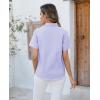 imagesiliteelon Button Down Shirts Women Oxford Shirts Short Sleeve Cotton Wrinkle Free Dress Shirts Work Office BlousePurple
