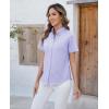 imagesiliteelon Button Down Shirts Women Oxford Shirts Short Sleeve Cotton Wrinkle Free Dress Shirts Work Office BlousePurple