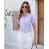 imagesiliteelon Button Down Shirts Women Oxford Shirts Short Sleeve Cotton Wrinkle Free Dress Shirts Work Office BlousePurple