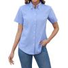 imagesiliteelon Button Down Shirts Women Oxford Shirts Short Sleeve Cotton Wrinkle Free Dress Shirts Work Office BlousePurplish Blue
