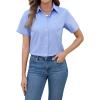 imagesiliteelon Button Down Shirts Women Oxford Shirts Short Sleeve Cotton Wrinkle Free Dress Shirts Work Office BlousePurplish Blue
