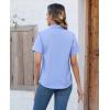 imagesiliteelon Button Down Shirts Women Oxford Shirts Short Sleeve Cotton Wrinkle Free Dress Shirts Work Office BlousePurplish Blue