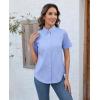 imagesiliteelon Button Down Shirts Women Oxford Shirts Short Sleeve Cotton Wrinkle Free Dress Shirts Work Office BlousePurplish Blue