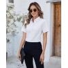 imagesiliteelon Button Down Shirts Women Oxford Shirts Short Sleeve Cotton Wrinkle Free Dress Shirts Work Office BlouseWhite
