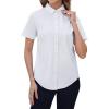 imagesiliteelon Button Down Shirts Women Oxford Shirts Short Sleeve Cotton Wrinkle Free Dress Shirts Work Office BlouseWhite