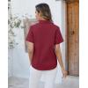 imagesiliteelon Button Down Shirts Women Oxford Shirts Short Sleeve Cotton Wrinkle Free Dress Shirts Work Office BlouseWine Red