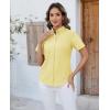 imagesiliteelon Button Down Shirts Women Oxford Shirts Short Sleeve Cotton Wrinkle Free Dress Shirts Work Office BlouseYellow
