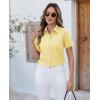 imagesiliteelon Button Down Shirts Women Oxford Shirts Short Sleeve Cotton Wrinkle Free Dress Shirts Work Office BlouseYellow