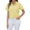imagesiliteelon Button Down Shirts Women Oxford Shirts Short Sleeve Cotton Wrinkle Free Dress Shirts Work Office BlouseYellow
